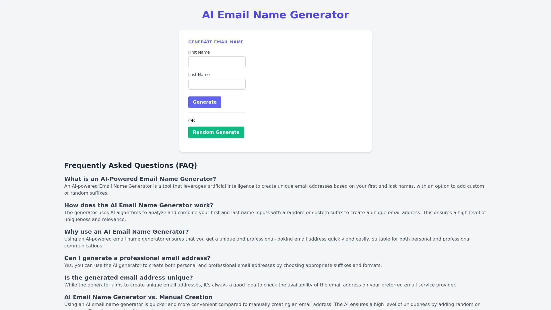 AI Email Name Generator