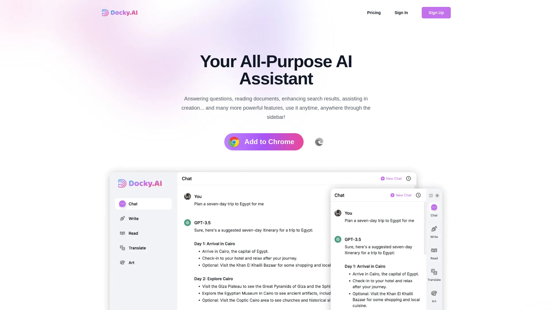 DockyAI:ChatGPT sidebar Chrome extension